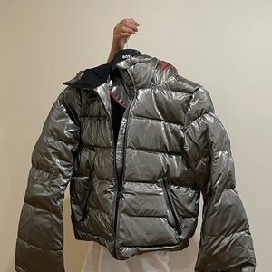 BOSS Metallic Silver Puffer Jacket